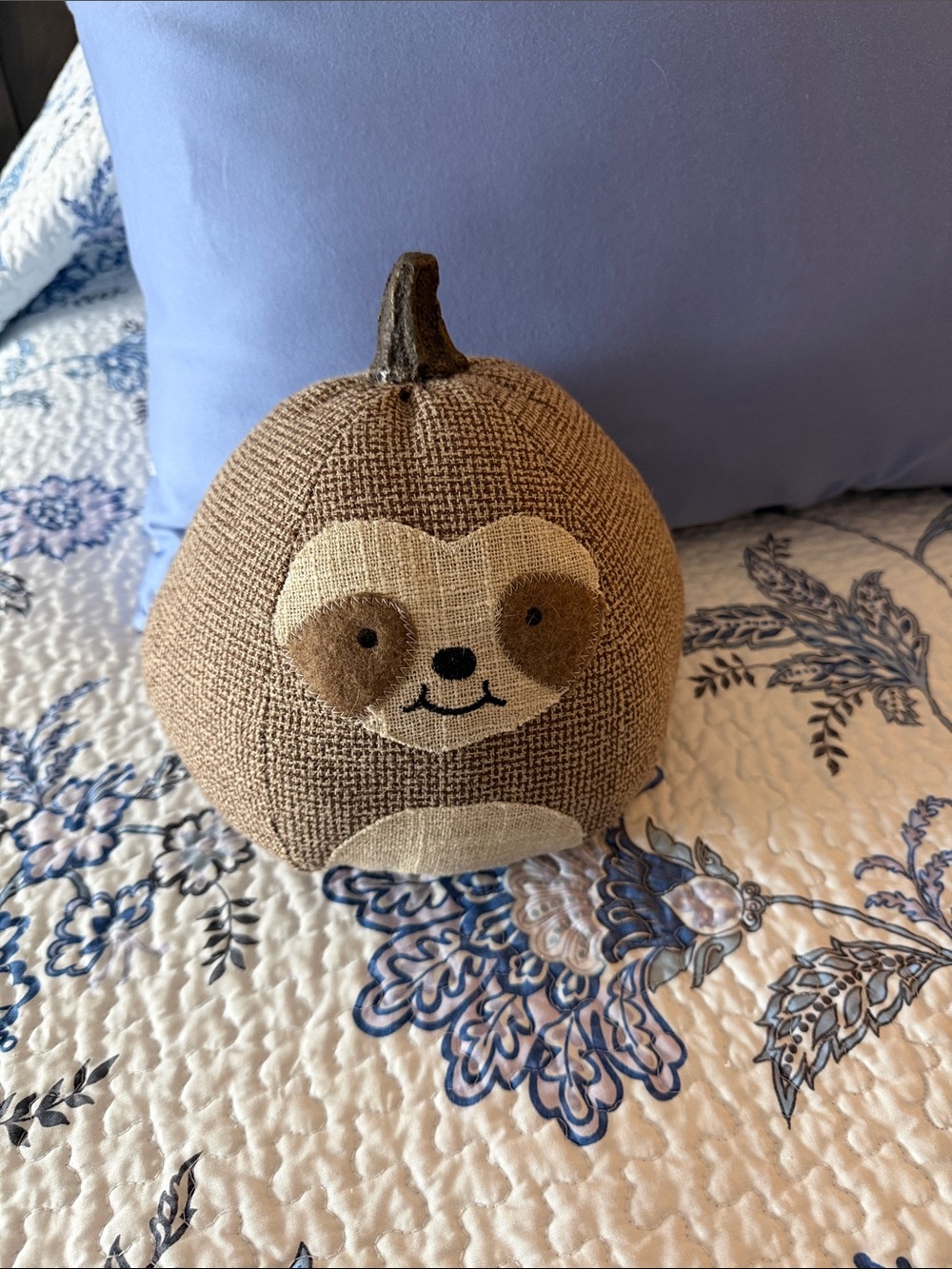 Sloth? Raccoon? Pumpkin Fall Halloween Autumn Decor Bean bag Door stop